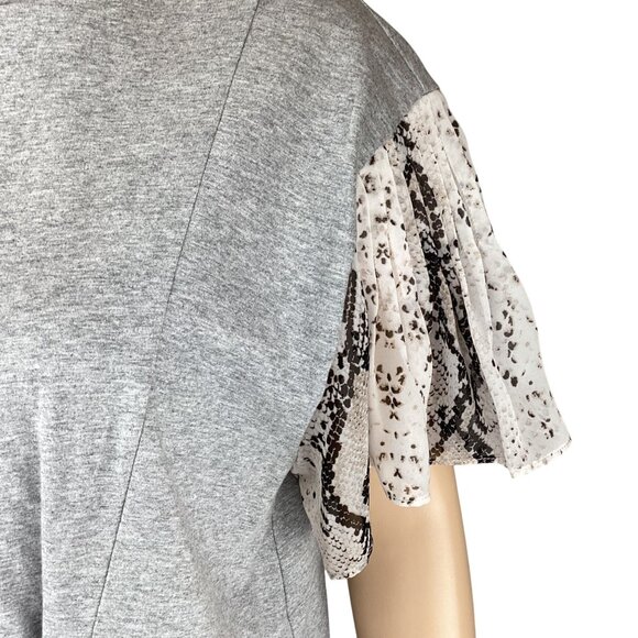 Current Air Anthropologie Top Size Small Basille Print Sleeve Grey Twist‎ Front - Picture 5 of 10